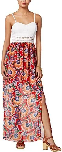 bcx womens sweetheart floral maxi dress multicoloured juniors 1
